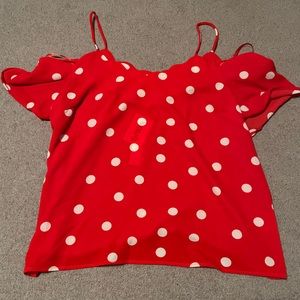Red polka dot top